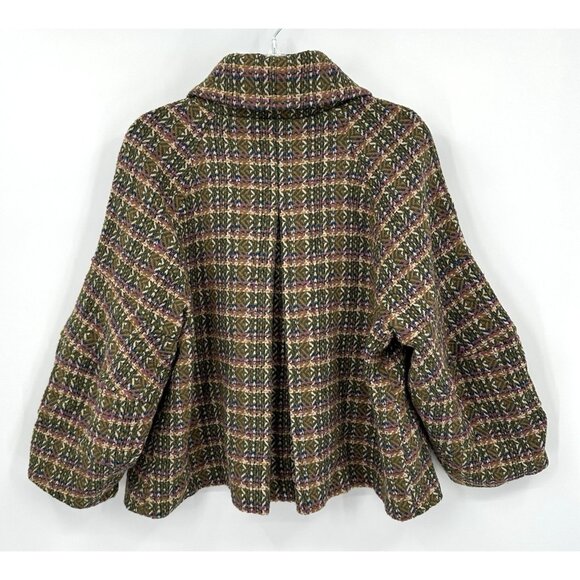 NVLT jacket blazer cape coat boucle tweed lantern sleeve plaid swing XL - Picture 5 of 7